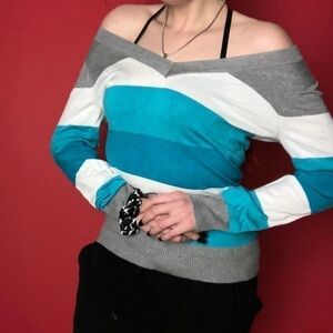 Blue grey and white striped sweater   💙🤍​​​​​​​​​​​​​​​​​​​​​​​